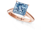 Rose gold Fancy Blue Princess Cut Diamond Solitaire Engagement Ring with Cathedral Setting and Four-Prong Mount_67