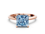 Rose gold Fancy Blue Princess Cut Diamond Solitaire Engagement Ring with Classic Band and Four-Prong Setting_118