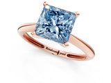 Rose gold Fancy Blue Princess Cut Diamond Solitaire Engagement Ring with Classic Band and Four-Prong Setting_13
