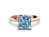 Rose gold Fancy Blue Princess Cut Diamond Solitaire Engagement Ring with Classic Band and Four-Prong Setting_36