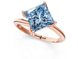 Rose gold Fancy Blue Princess Cut Diamond Solitaire Engagement Ring with Four-Prong Setting and Classic Band_21