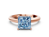 Rose gold Fancy Blue Princess Cut Diamond Solitaire Engagement Ring with Round Band and Four-Prong Setting_155