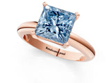 Rose gold Fancy Blue Princess Cut Diamond Solitaire Engagement Ring with Round Band and Four-Prong Setting_156