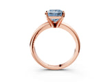 Rose gold Fancy Blue Princess Cut Diamond Solitaire Engagement Ring with Round Band and Four-Prong Setting_158
