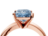 Rose gold Fancy Blue Princess Cut Diamond Solitaire Engagement Ring with Round Band and Four-Prong Setting_159