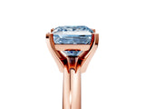 Rose gold Fancy Blue Princess Cut Diamond Solitaire Engagement Ring with Round Band and Four-Prong Setting_160