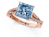 Rose gold Fancy Blue Princess Cut Diamond Solitaire Engagement Ring with Twisted Pavé Band and Four-Prong Setting_33
