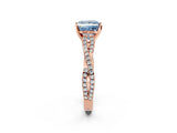 Rose gold Fancy Blue Princess Cut Diamond Solitaire Engagement Ring with Twisted Pavé Band and Four-Prong Setting_34