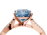 Rose gold Fancy Blue Princess Cut Diamond Solitaire Engagement Ring with Twisted Pavé Band and Four-Prong Setting_36