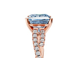 Rose gold Fancy Blue Princess Cut Diamond Solitaire Engagement Ring with Twisted Pavé Band and Four-Prong Setting_37