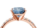 Rose gold Fancy Blue Princess Cut Diamond Solitaire Pavé Engagement Ring with Round Band and Prong Setting_18