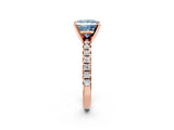 Rose gold Fancy Blue Princess Cut Diamond Solitaire Pavé Engagement Ring with Round Band and Prong Setting_64