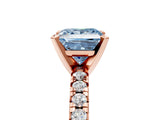 Rose gold Fancy Blue Princess Cut Diamond Solitaire Pavé Engagement Ring with Round Band and Prong Setting_67
