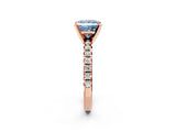 Rose gold Fancy Blue Princess Cut Diamond Solitaire Pavé Engagement Ring with Round Band and Prong Setting_82