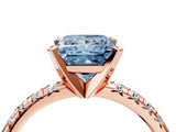 Rose gold Fancy Blue Princess Cut Diamond Solitaire Pavé Engagement Ring with Round Band and Prong Setting_84