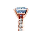 Rose gold Fancy Blue Princess Cut Diamond Solitaire Pavé Engagement Ring with Round Band and Prong Setting_85