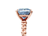 Rose gold Fancy Blue Princess Cut Diamond Solitaire Ring with Beaded Band and Prong Setting_284