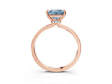 Rose gold Fancy Blue Princess Cut Diamond Solitaire Ring with Classic Band and Four-Prong Setting_3