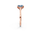 Rose gold Fancy Blue Princess Cut Diamond Solitaire Ring with Flower Prong Setting and Classic Band_14