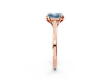 Rose gold Fancy Blue Princess Cut Diamond Solitaire Ring with Flower Prong Setting and Classic Band_38