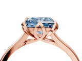Rose gold Fancy Blue Princess Cut Diamond Solitaire Ring with Flower Prong Setting and Classic Band_40