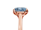 Rose gold Fancy Blue Princess Cut Diamond Solitaire Ring with Flower Prong Setting and Classic Band_41