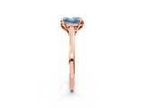 Rose gold Fancy Blue Princess Cut Diamond Solitaire Ring with Flower Prong Setting and Classic Band_90