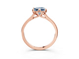 Rose gold Fancy Blue Princess Cut Diamond Solitaire Ring with Flower Prong Setting and Classic Band_91