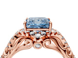Rose gold Fancy Blue Princess Cut Diamond Solitaire Ring with Hidden Halo and Pavé Band_31