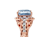 Rose gold Fancy Blue Princess Cut Diamond Solitaire Ring with Hidden Halo and Pavé Band_32