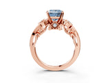 Rose gold Fancy Blue Princess Cut Diamond Solitaire Ring with Milgrain Pavé Band and Four-Prong Setting_187