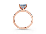 Rose gold Fancy Blue Princess Cut Diamond Solitaire Ring with Pavé Band and Four-Prong Setting_97