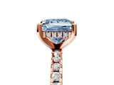 Rose gold Fancy Blue Princess Cut Diamond Solitaire Ring with Pavé Band and Four-Prong Setting_99