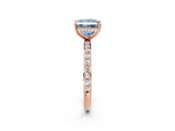 Rose gold Fancy Blue Princess Cut Diamond Solitaire Ring with Pavé Band and Hidden Halo_22