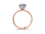 Rose gold Fancy Blue Princess Cut Diamond Solitaire Ring with Pavé Band and Hidden Halo_23