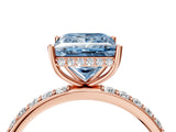 Rose gold Fancy Blue Princess Cut Diamond Solitaire Ring with Pavé Band and Hidden Halo_24