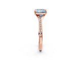 Rose gold Fancy Blue Princess Cut Diamond Solitaire Ring with Pavé Band and Prong Setting_14