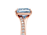 Rose gold Fancy Blue Princess Cut Diamond Solitaire Ring with Pavé Band and Prong Setting_17