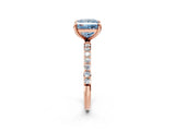 Rose gold Fancy Blue Princess Cut Diamond Solitaire Ring with Pave Band and Four Prong Setting_95