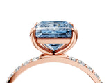 Rose gold Fancy Blue Princess Cut Diamond Solitaire Ring with Pave Band and Four Prong Setting_97