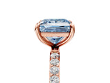 Rose gold Fancy Blue Princess Cut Diamond Solitaire Ring with Pave Band and Four Prong Setting_98