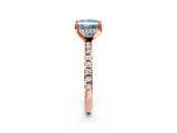 Rose gold Fancy Blue Princess Cut Diamond Solitaire Ring with Round  Pavé Band and Four-Prong Setting_38