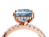 Rose gold Fancy Blue Princess Cut Diamond Solitaire Ring with Round  Pavé Band and Four-Prong Setting_40