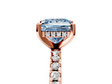 Rose gold Fancy Blue Princess Cut Diamond Solitaire Ring with Round  Pavé Band and Four-Prong Setting_41