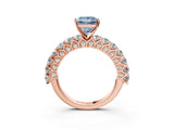 Rose gold Fancy Blue Princess Cut Diamond Solitaire Ring with Shared Prong Pavé Band and Four-Prong Setting_59