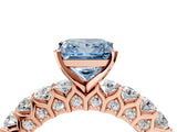 Rose gold Fancy Blue Princess Cut Diamond Solitaire Ring with Shared Prong Pavé Band and Four-Prong Setting_60