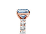 Rose gold Fancy Blue Princess Cut Diamond Solitaire Ring with Shared Prong Pavé Band and Four-Prong Setting_61