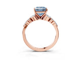 Rose gold Fancy Blue Princess Cut Diamond Solitaire Ring with Side Stones and Four-Prong Setting_74