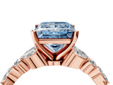 Rose gold Fancy Blue Princess Cut Diamond Solitaire Ring with Side Stones and Four-Prong Setting_75