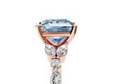 Rose gold Fancy Blue Princess Cut Diamond Solitaire Ring with Side Stones and Four-Prong Setting_76